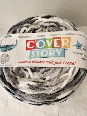 Lion Brand Yarn Cover Story Make a Blanket w/Just 1 Cake Gray, White, Black